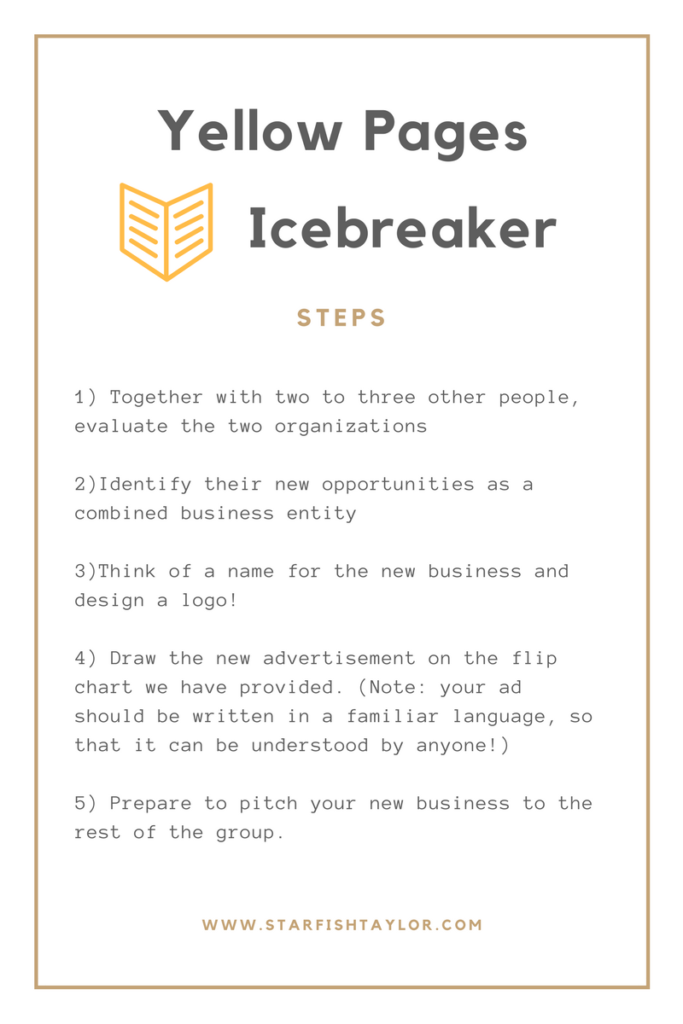 Recipe for Yellow Pages icebreaker