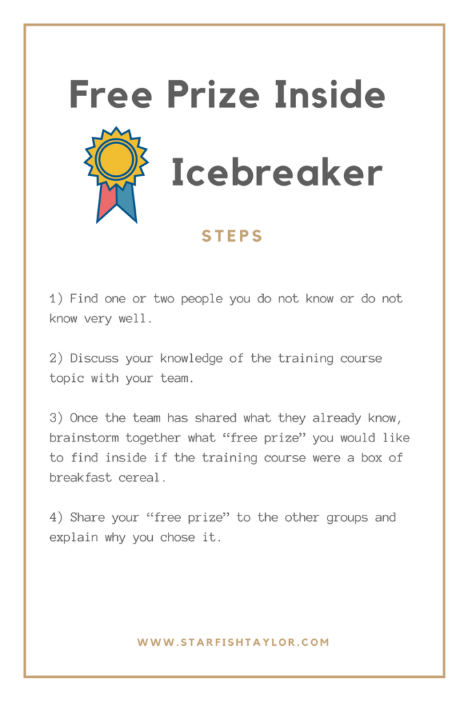 Recipe for Free Prize Inside icebreaker