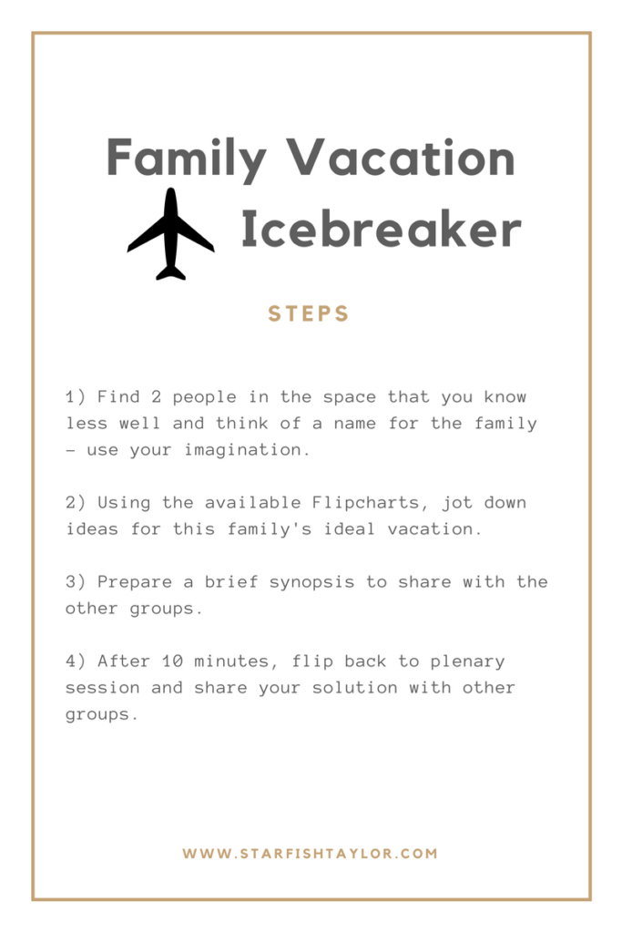Recipe for Family Vacation icebreaker